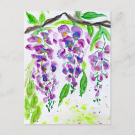 Lila Wisteria Aquarellmalerei Feiertagspostkarte