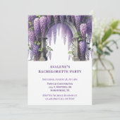 Lila Wisteria Arch Junggeselinnen-Abschied Einladung (Stehend Vorderseite)