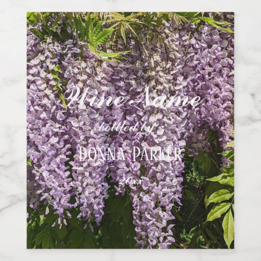 Lila Wisteria Blooms Personalisiert ändern Weinetikett (Einzelnes Label)