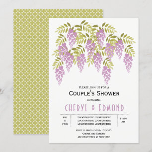 Lila Wisteria Bloral Hochzeitspaare Dusche Einladung