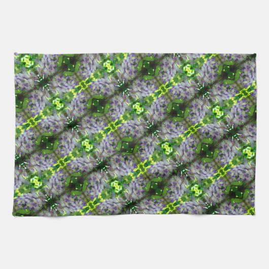 Lila Wisteria Blume Abstraktes Muster Geschirrtuch (Horizontal)