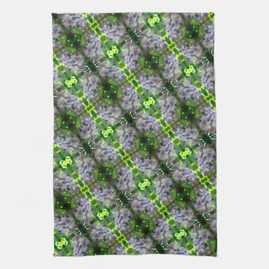 Lila Wisteria Blume Abstraktes Muster Geschirrtuch (Vertikal)