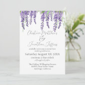 Lila Wisteria Blume auf Weiß Elegant Einladung (Stehend Vorderseite)
