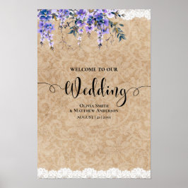 Lila Wisteria-Blume Hochzeit Begrüßungsfeier Poster