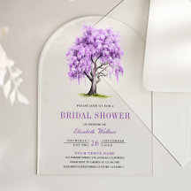 Lila Wisteria Blumenbaum Brautparty-Einladung
