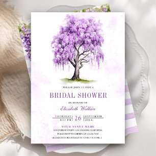 Lila Wisteria-Blumenbaum-Junggesellinnenabschied Einladung