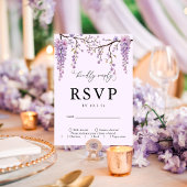 Lila Wisteria Branches Wedding RSVP Card Karte