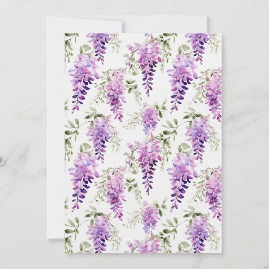 Lila Wisteria Brautparty Einladung (Rückseite)