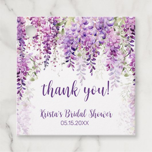 Lila Wisteria Brautparty Geschenkanhänger (Vorderseite)