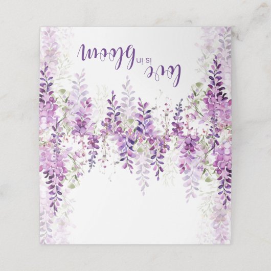 Lila Wisteria Brautparty Platzkarte (Außenseite Aufgefaltet)