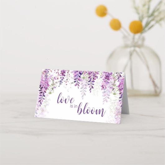 Lila Wisteria Brautparty Platzkarte (Rückseite)