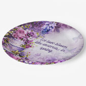 Lila Wisteria Brautparty Tafel mit Kuchen Pappteller (Schrägansicht)