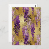 Lila Wisteria Chiyogami Postkarte (Vorne/Hinten)