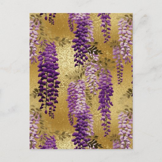 Lila Wisteria Chiyogami Postkarte (Vorderseite)