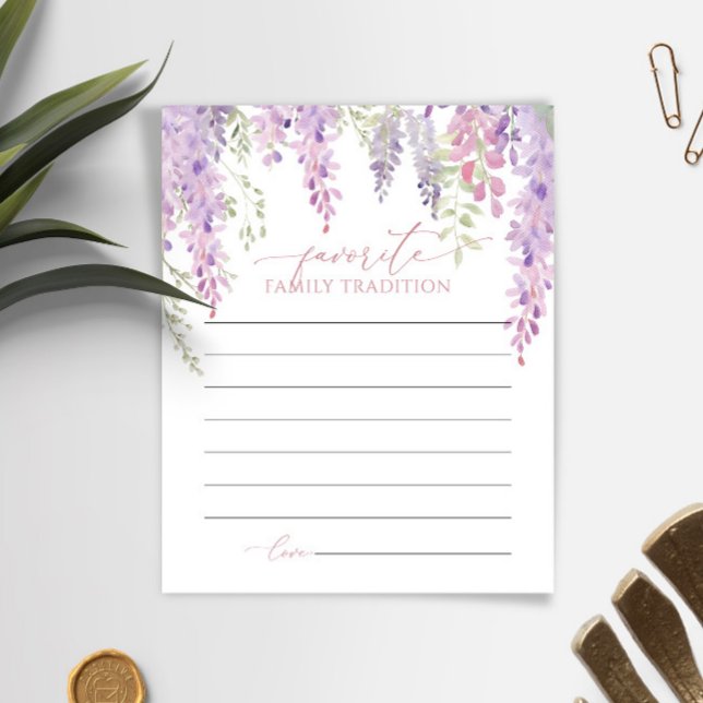 Lila Wisteria Family Traditionen Kinderduschkarte (Von Creator hochgeladen)
