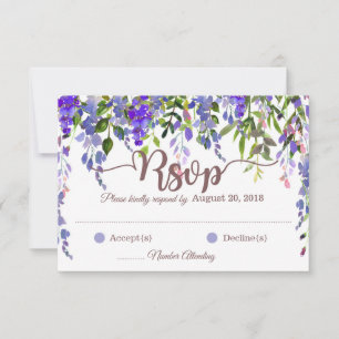 Lila Wisteria floral Drop RSVP Karte