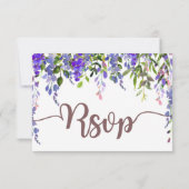 Lila Wisteria floral Drop RSVP Karte (Rückseite)
