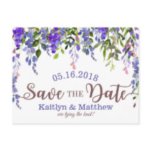 Lila Wisteria Floral Drop Save the Date