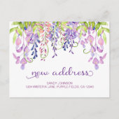 Lila Wisteria Floral Meine neue Adresse Ankündigun Ankündigungspostkarte (Vorderseite)