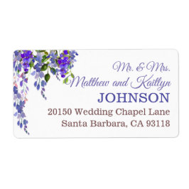 Lila Wisteria Floral Modern Wedding Label
