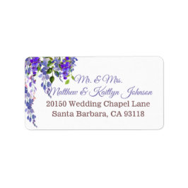 Lila Wisteria Floral Modern Wedding Label Adressaufkleber