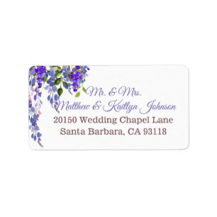 Lila Wisteria Floral Modern Wedding Label Adressaufkleber