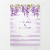 Lila Wisteria Floral Tree Foto QR Code Hochzeit Dreifach Gefaltete Einladung (Cover)