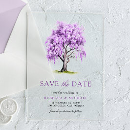 Lila Wisteria floral Tree Wedding Save the Date Acryleinladungen