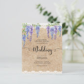 Lila Wisteria Floral Wedding Rustic Kraft Lace (Stehend Vorderseite)