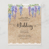 Lila Wisteria Floral Wedding Rustic Kraft Lace (Vorderseite)