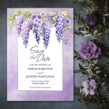 Lila Wisteria Floral Wedding Save the Date