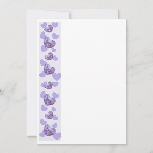 Lila Wisteria Heart Design Einladung (Rückseite)
