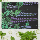 Lila Wisteria Japanisch Floral Kimono Geschirrtuch (Gefaltet)