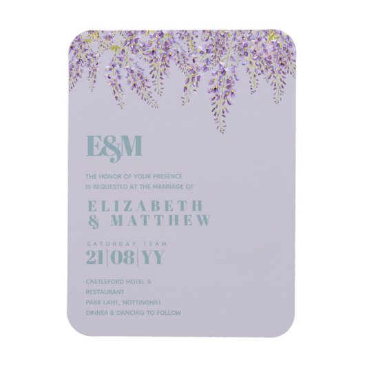 Lila Wisteria Sage Blumengarten Hochzeit Magnet (Vertikal)