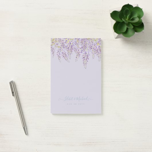 Lila Wisteria Sage Blumengarten Hochzeit Post-it Klebezettel (Büro)