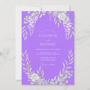 Lila Wisteria-Silhouette-Hochzeit Einladung