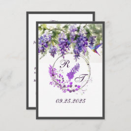 Lila Wisteria Themed Wedding Card Begleitkarte