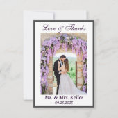 Lila Wisteria Themed Wedding Dankeschön Karte (Vorderseite)
