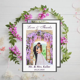 Lila Wisteria Themed Wedding Dankeschön Karte