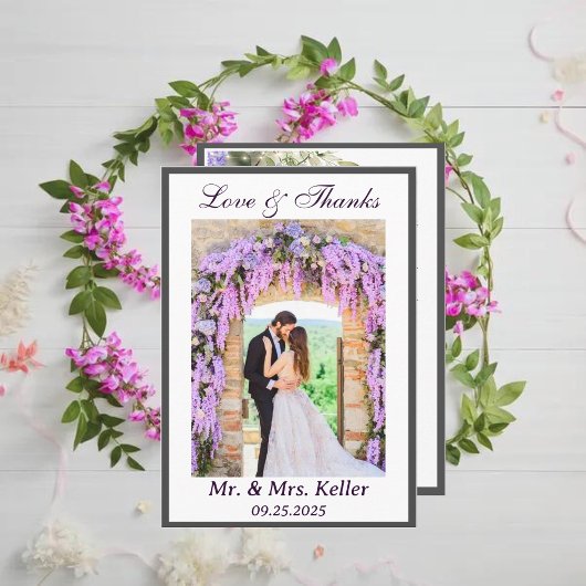 Lila Wisteria Themed Wedding Dankeschön Karte
