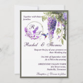 Lila Wisteria Themed Wedding Einladung (Vorderseite)