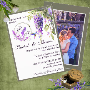 Lila Wisteria Themed Wedding Einladung