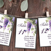 Lila Wisteria Themed Wedding Table Cards Tischnummer