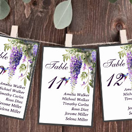 Lila Wisteria Themed Wedding Table Cards Tischnummer