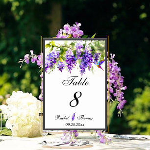 Lila Wisteria Themed Wedding Tischnummer