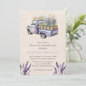 Lila Wisteria Vintag Truck Hochzeitssemble Einladung (Stehend Vorderseite)