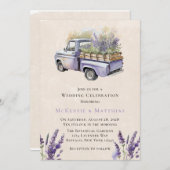Lila Wisteria Vintag Truck Hochzeitssemble Einladung (Vorne/Hinten)