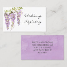 Lila Wisteria Wedding Registry Enclosure Card
