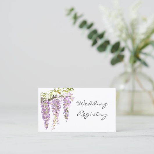 Lila Wisteria Wedding Registry Enclosure Card Visitenkarte (Stehend Vorderseite)