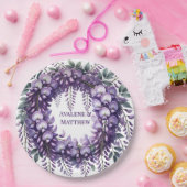 Lila Wisteria Wreath Wedding Pappteller (Party)